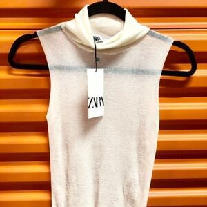 🤍🤍🤍 ZARA Semi sheer Fine Knit Top, S, NWT